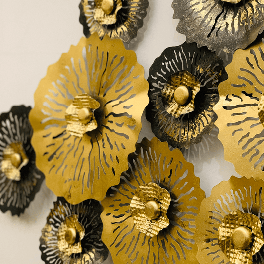 Black &amp; Gold Floral Burst Wall Art