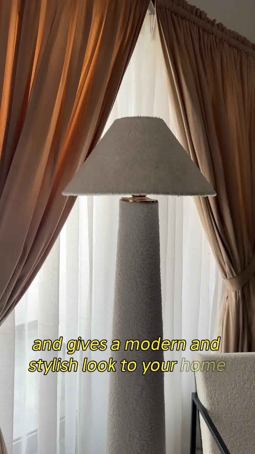 Solid Wooden Boucle Floor Lamp