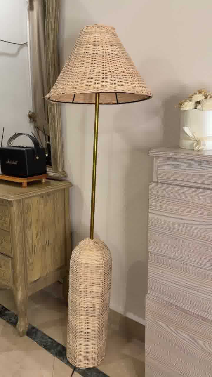 Original Rattan Brass Floor Lamp