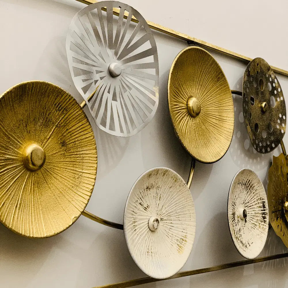 Contemporary Circular Metal Wall Art – Mixed Textures &amp; Finishes
