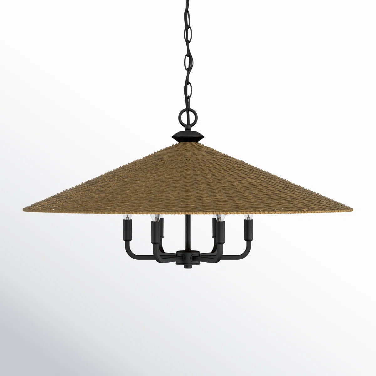Jared 6-Light Rattan Dimmable Pendant – Height-Adjustable