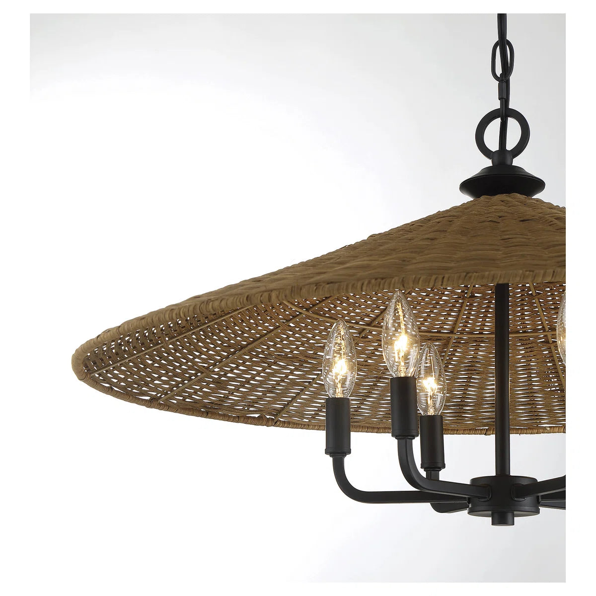 Jared 6-Light Rattan Dimmable Pendant – Height-Adjustable