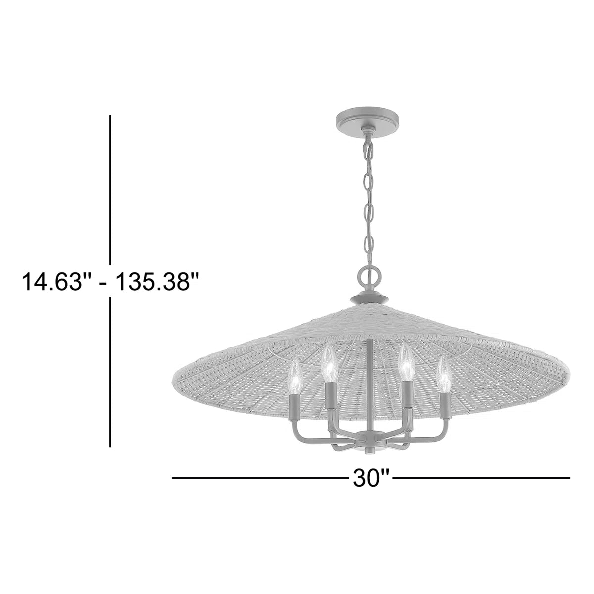 Jared 6-Light Rattan Dimmable Pendant – Height-Adjustable