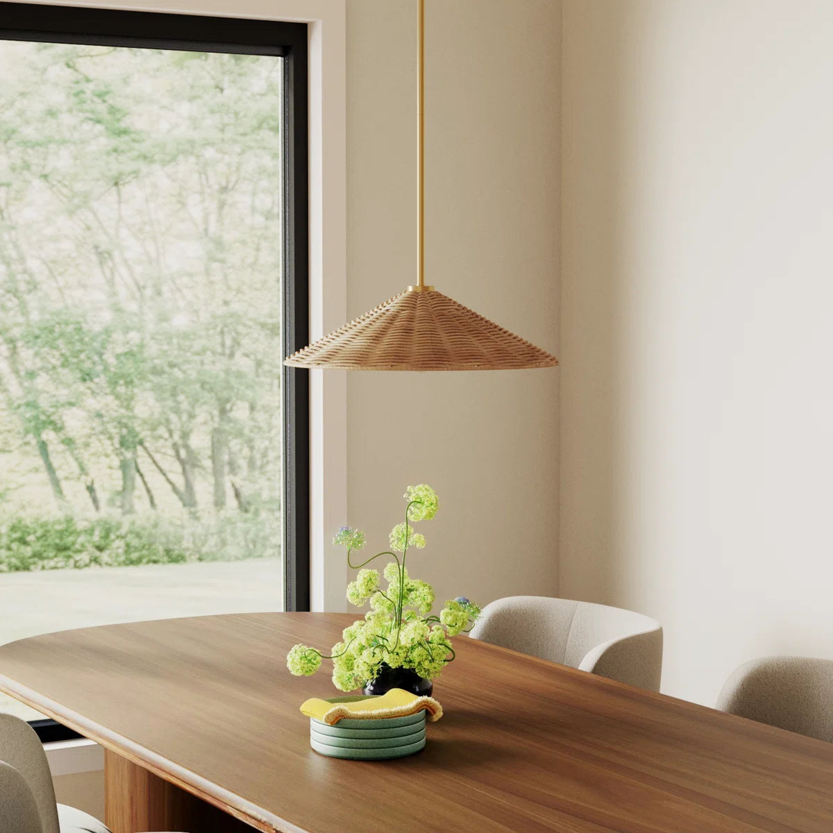 Tropical Cone Rattan Pendant Light – 20"