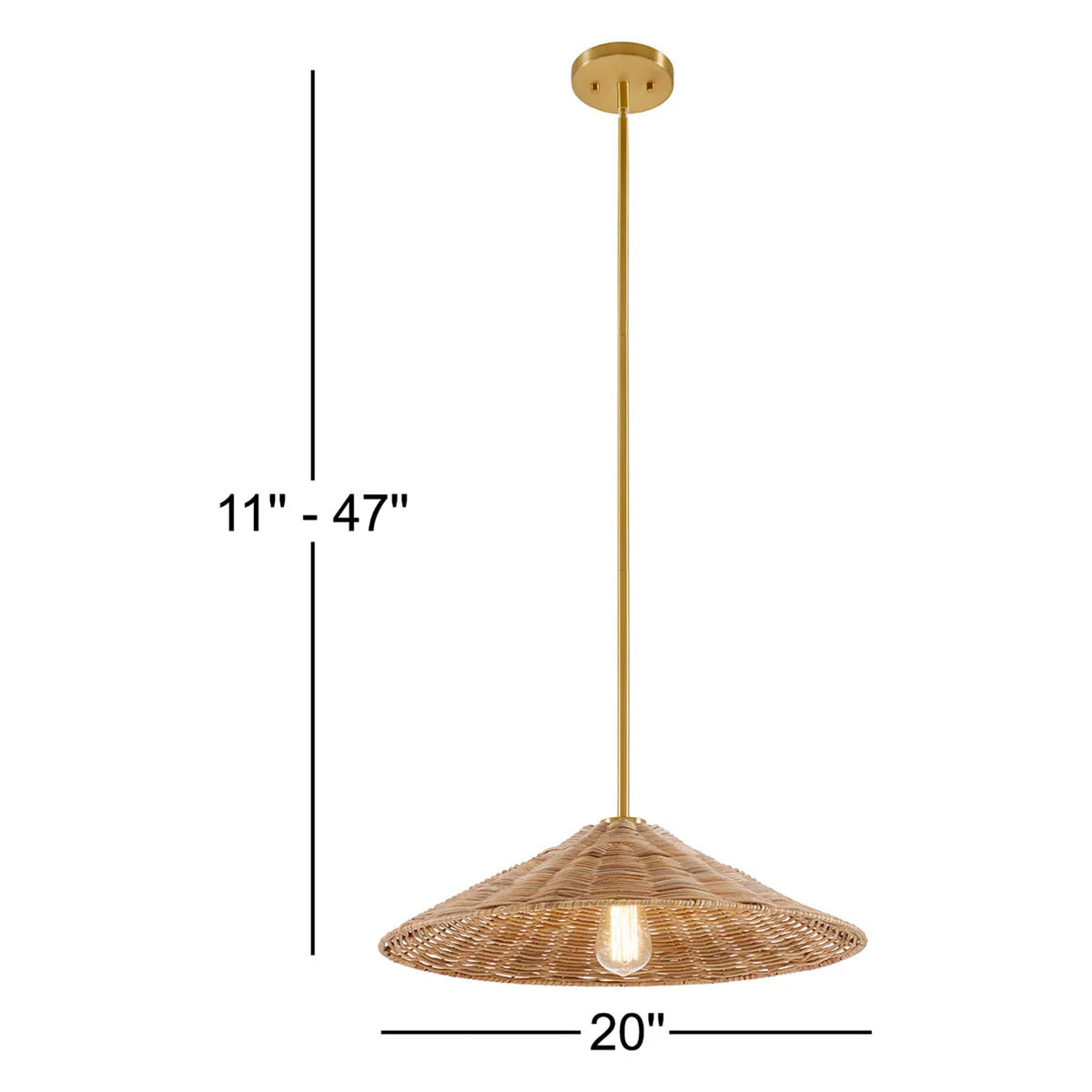 Tropical Cone Rattan Pendant Light – 20"