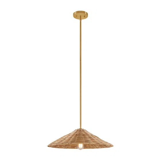 Tropical Cone Rattan Pendant Light – 20"