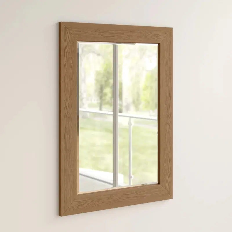 Marylou Wood Framed Wall Mounted Accent Mirror in Medium Oak - The DecFair
