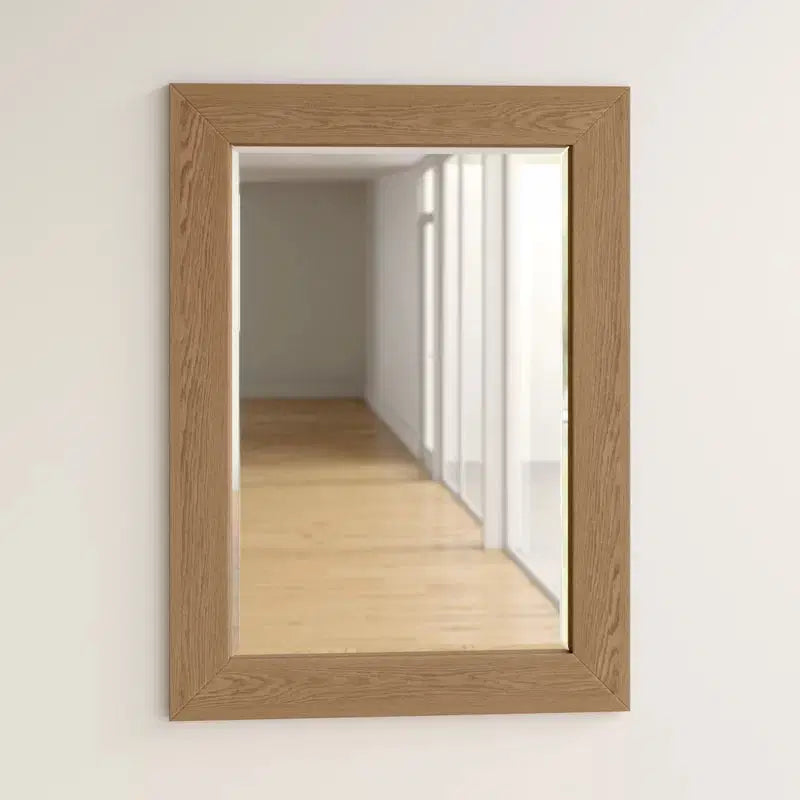Marylou Wood Framed Wall Mounted Accent Mirror in Medium Oak - The DecFair