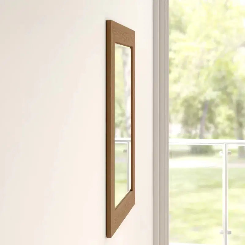 Marylou Wood Framed Wall Mounted Accent Mirror in Medium Oak - The DecFair