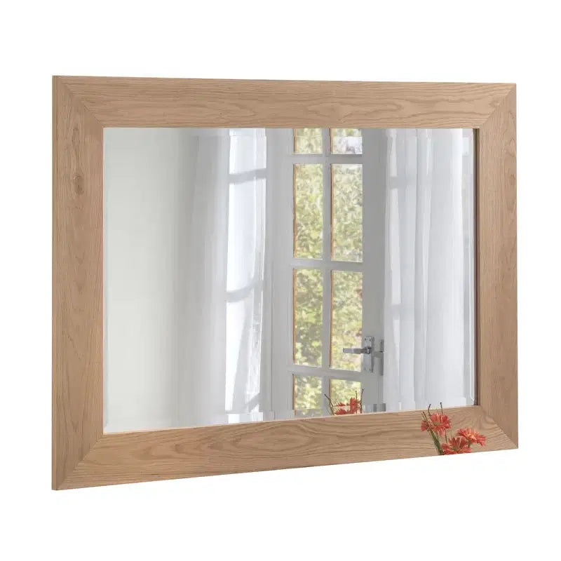 Marylou Wood Framed Wall Mounted Accent Mirror in Medium Oak - The DecFair