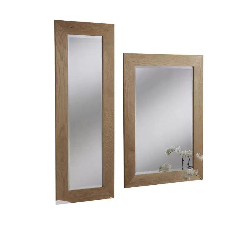 Marylou Wood Framed Wall Mounted Accent Mirror in Medium Oak - The DecFair
