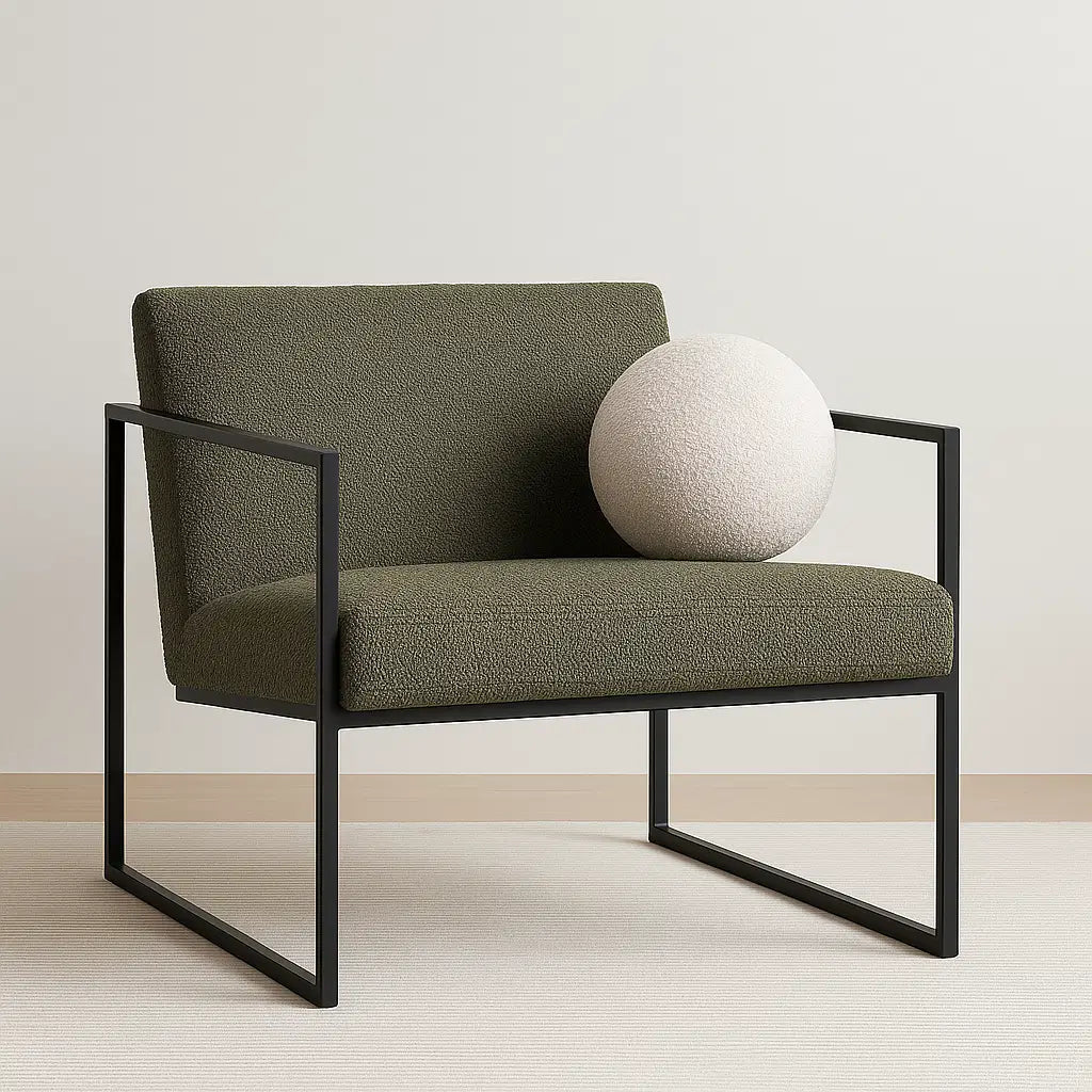 Boucle Chair in olive green