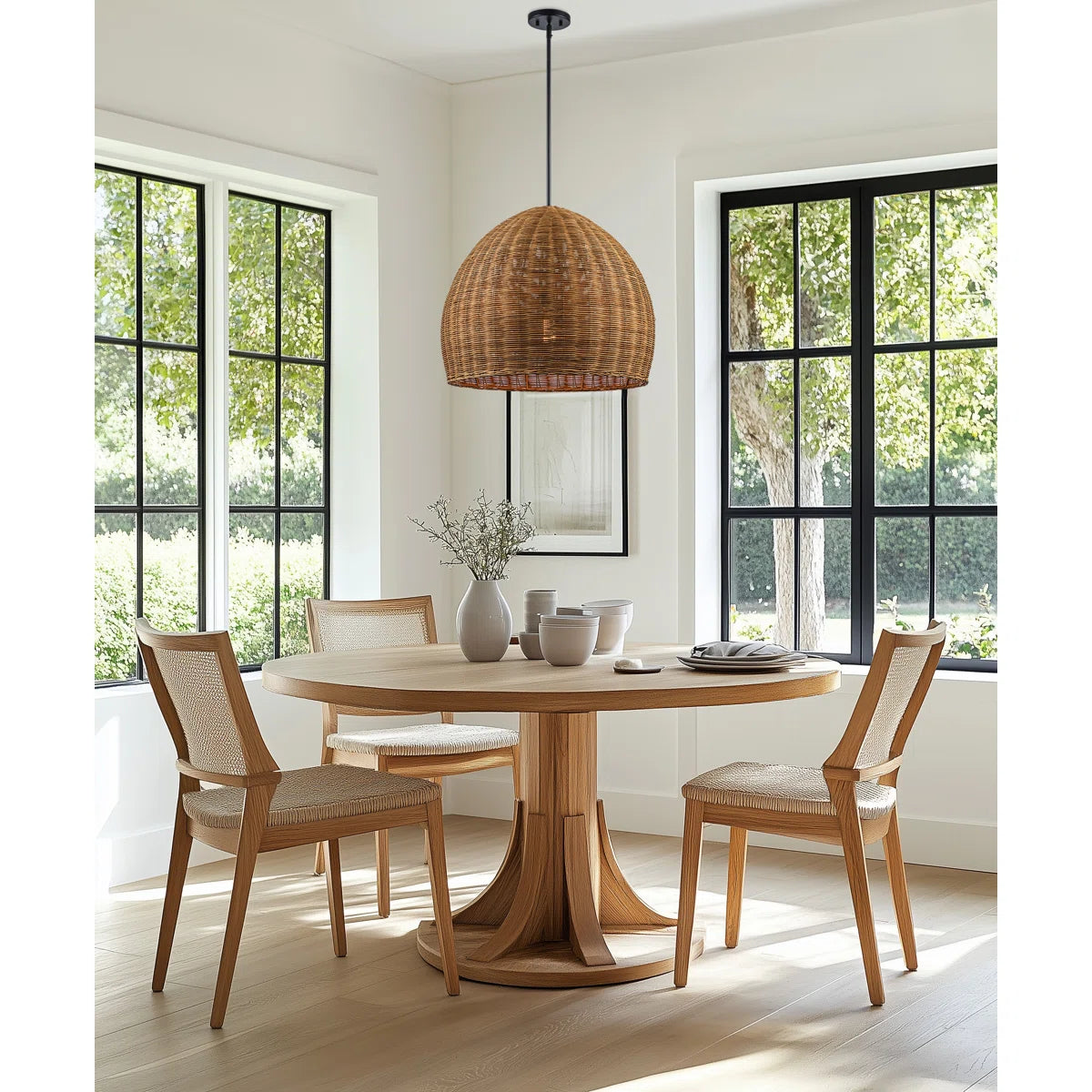 Pippa 1-Light Woven Pendant – Height-Adjustable