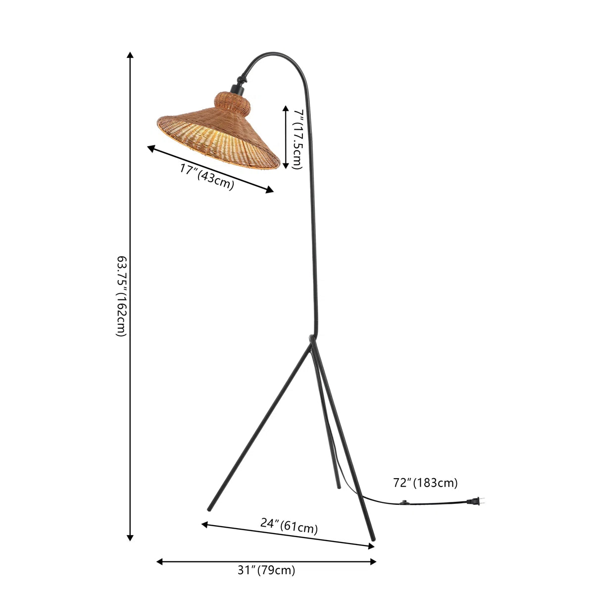 Plumeria 63.75" Iron Floor Lamp – Vintage-Inspired Design
