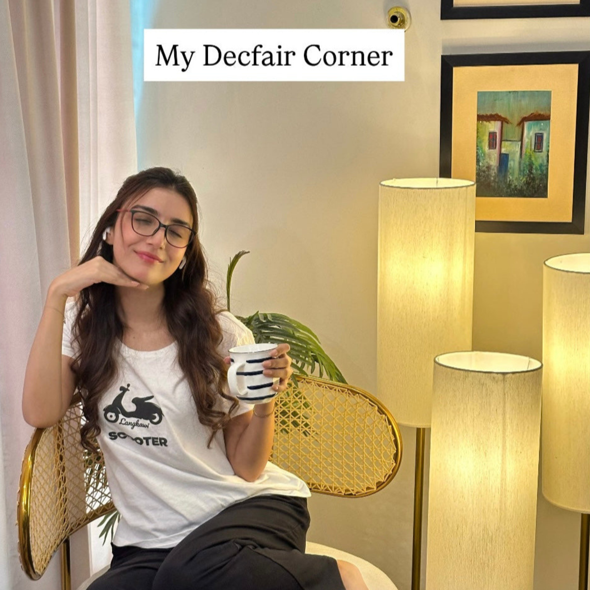 Brass Rattan Boucle Chair