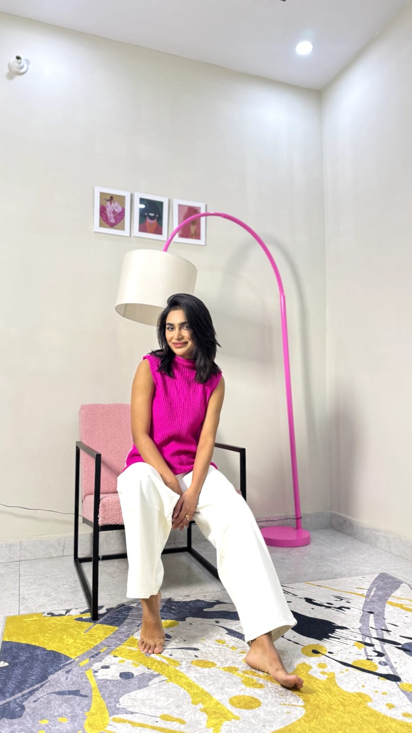 Pink Metal Boucle Chair