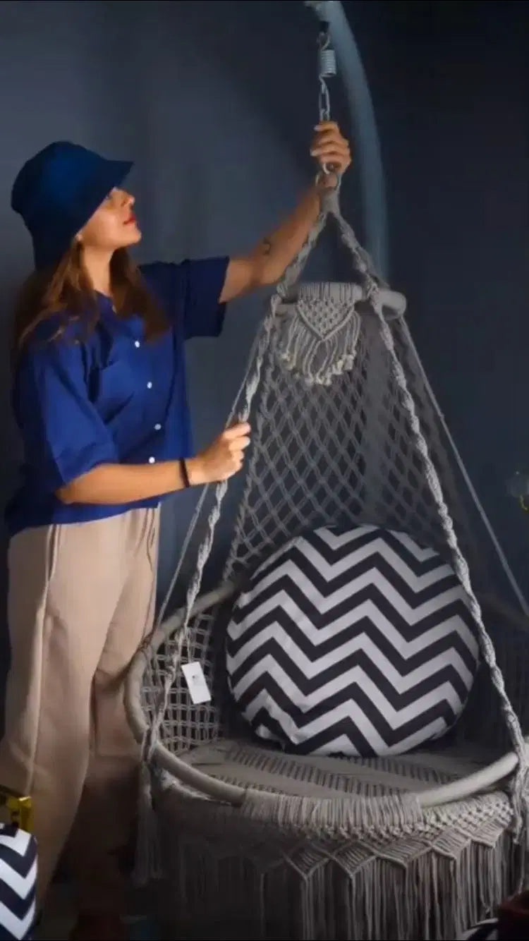 Grey Macrame Swing