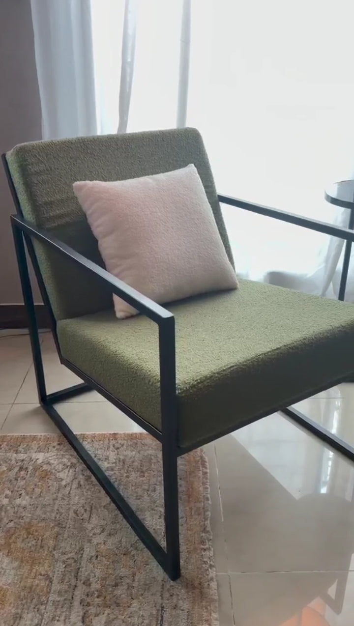 Boucle Chair in olive green