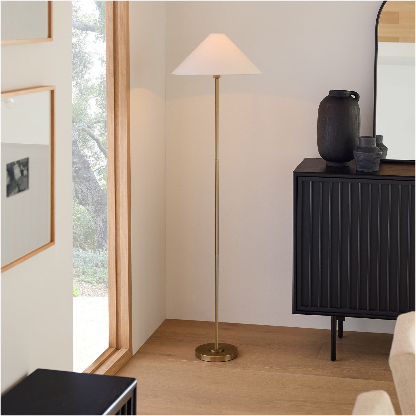 Beatrix Floor Lamp – White Linen Shade
