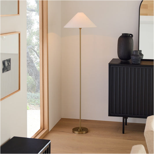 Beatrix Floor Lamp – White Linen Shade