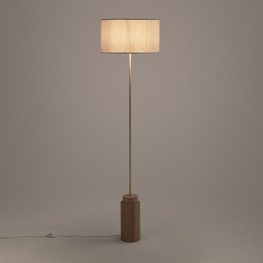 Elegant Floor Lamp – 6 Feet Tall with Brass Rod &amp; Wooden Base