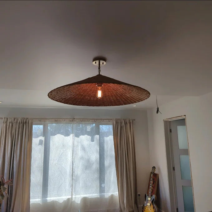 Lilliana Single Light Natural Rattan Pendant – Height-Adjustable