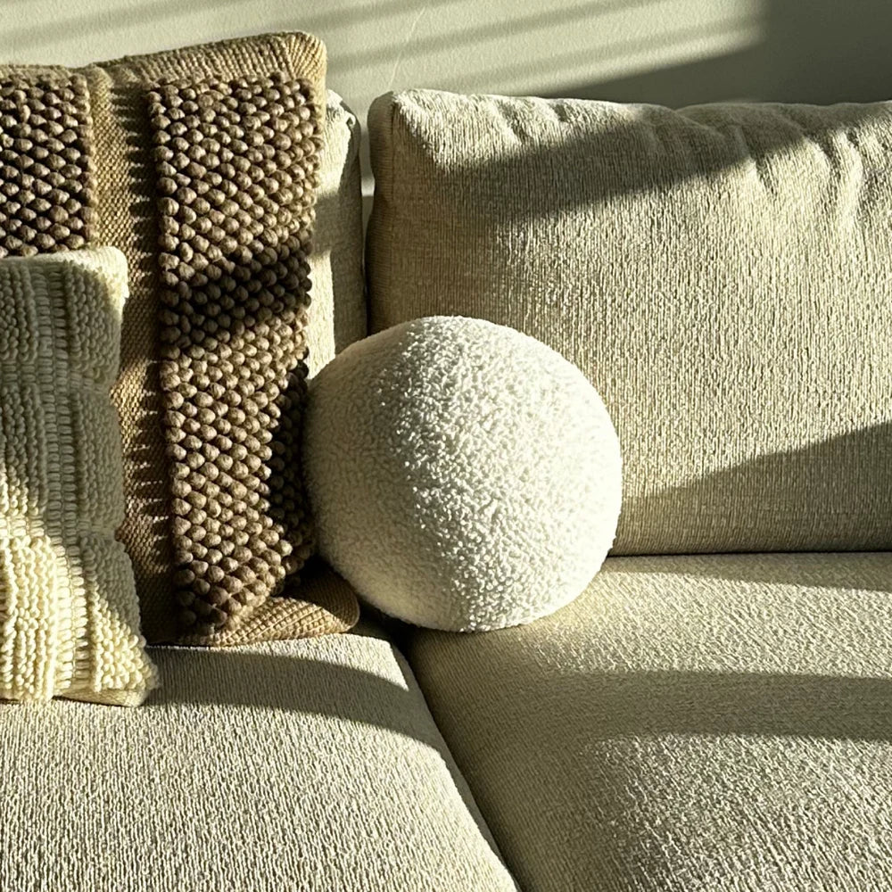 Off-White Bouclé Ball Cushion