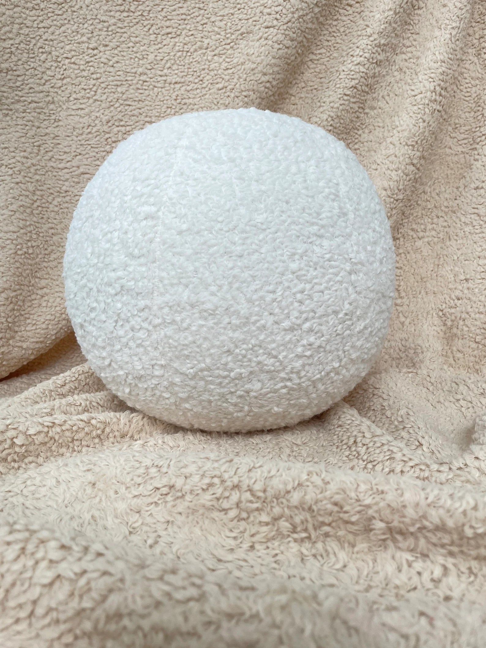 Off-White Bouclé Ball Cushion