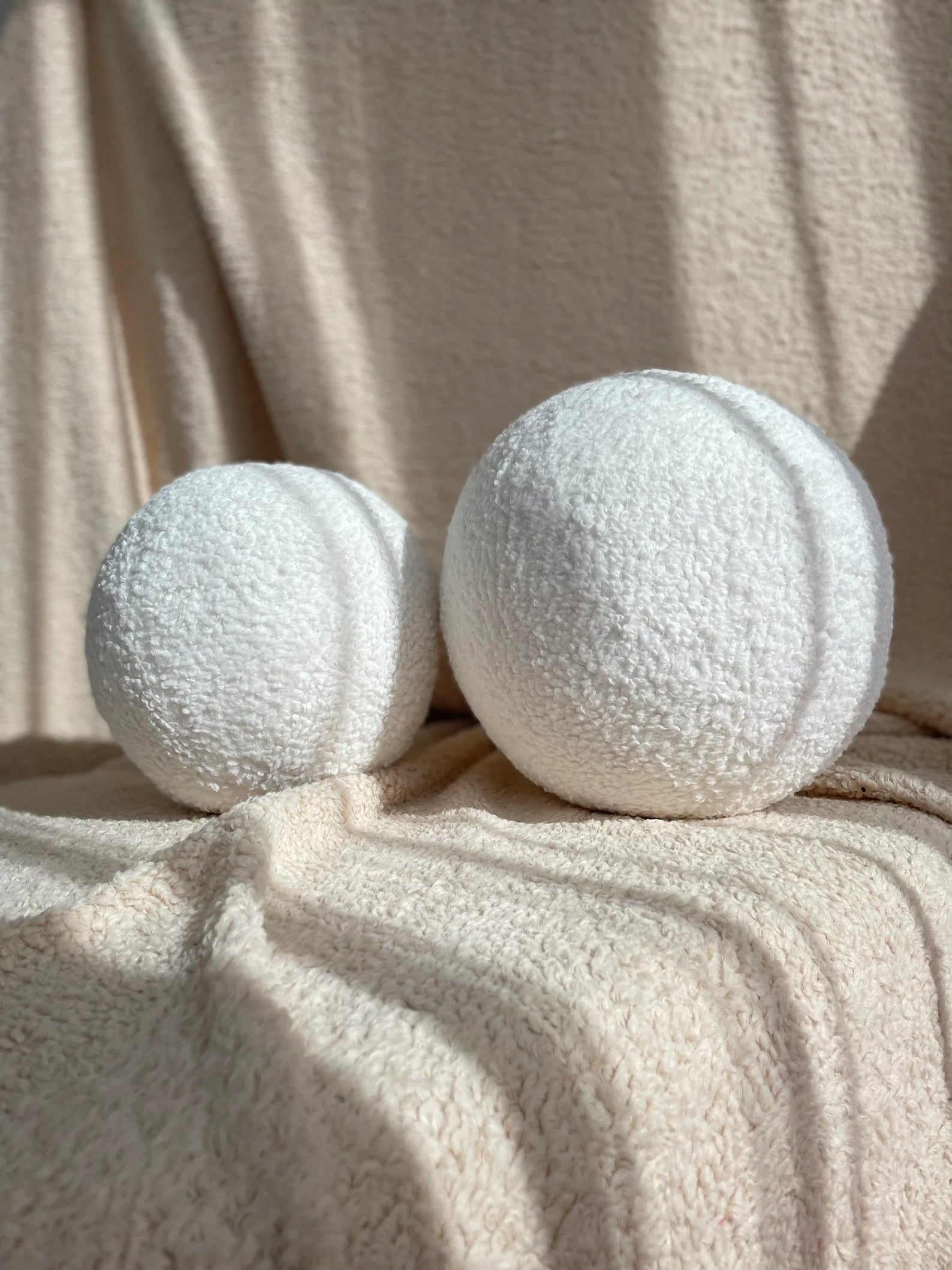 Off-White Bouclé Ball Cushion