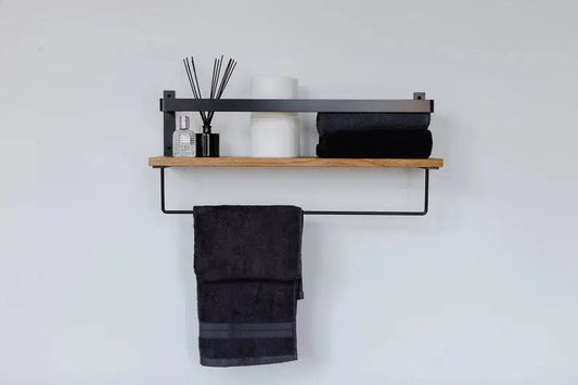 Wood Floating Shelves with Towel Bar - The DecFair