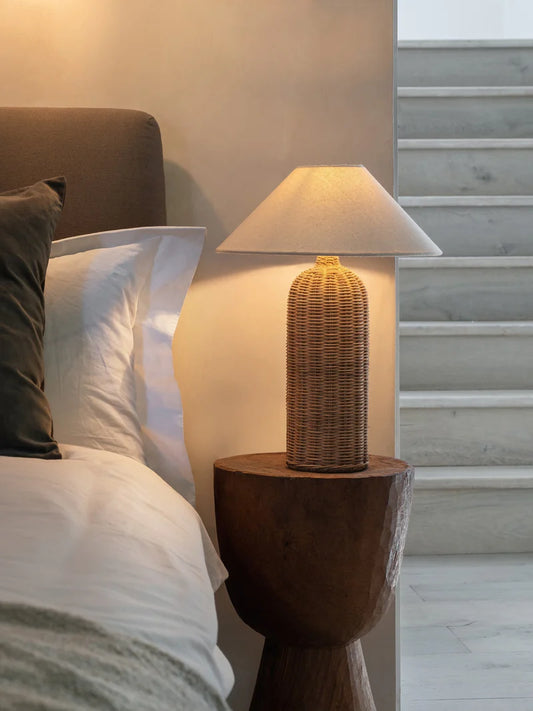 Rattan Side Table Lamp