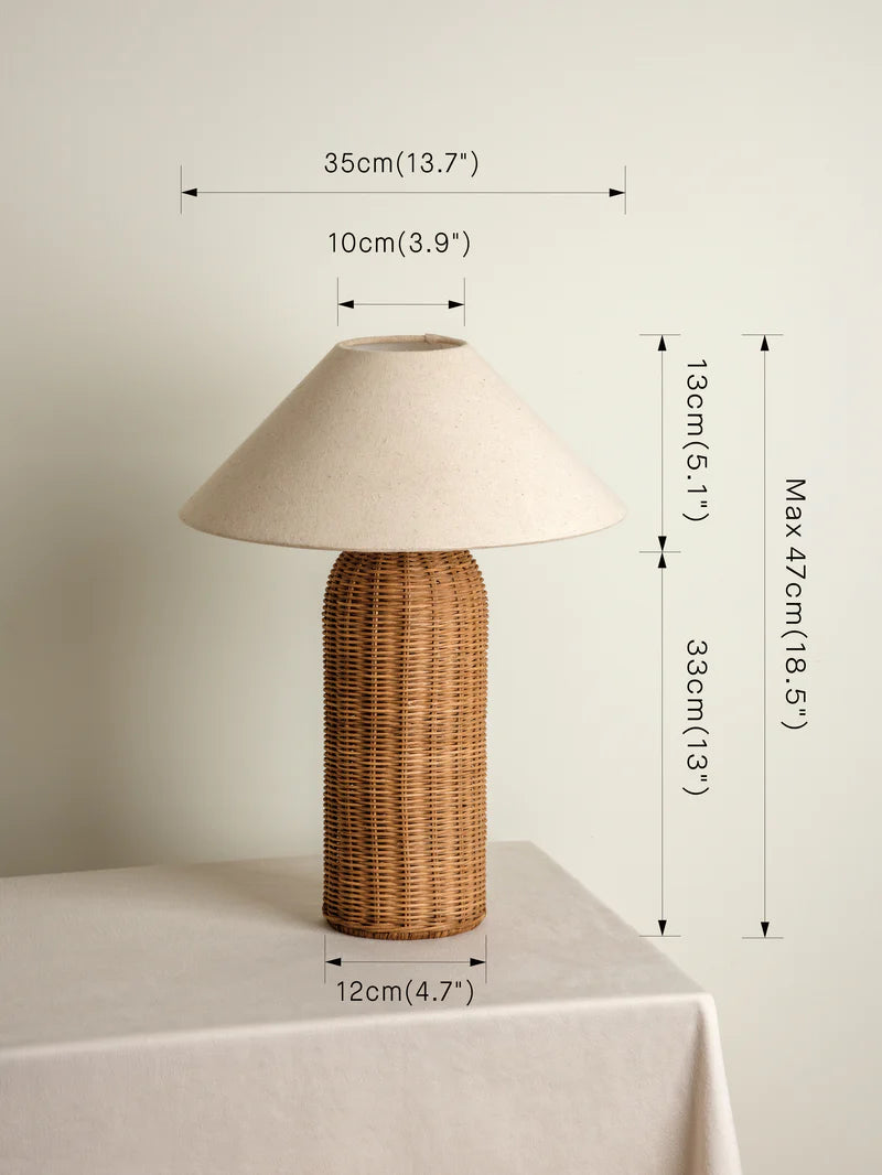 Rattan Side Table Lamp