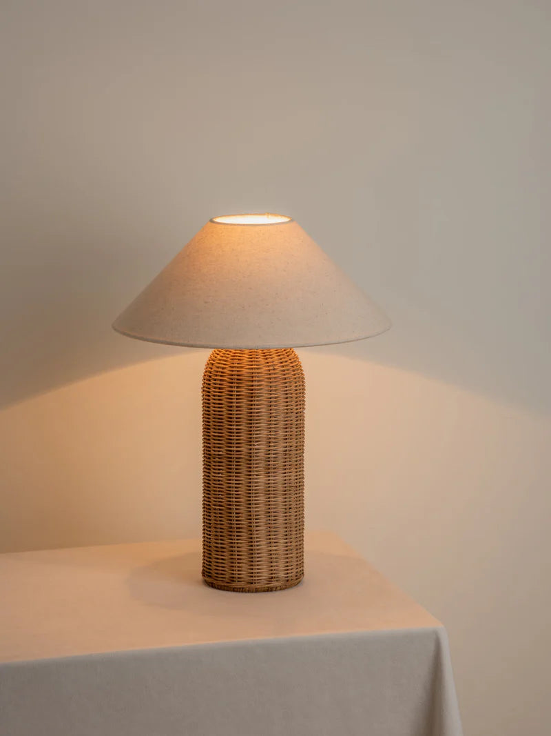 Rattan Side Table Lamp