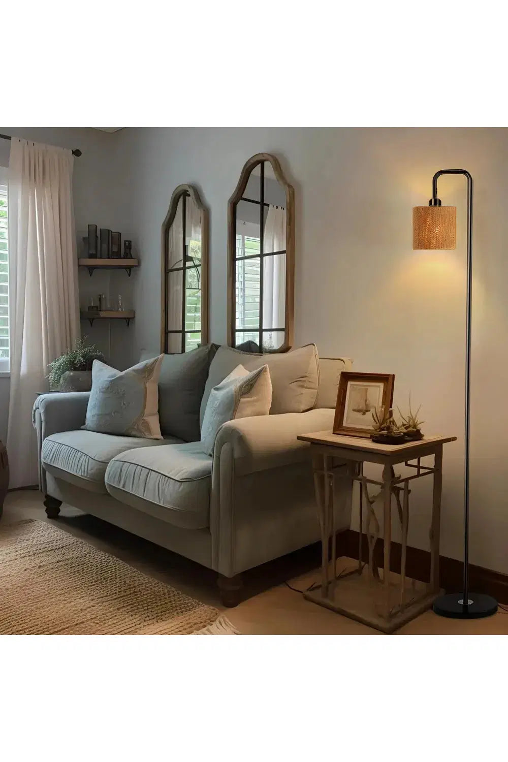 Modern Cylindrical Rope Floor Lamp