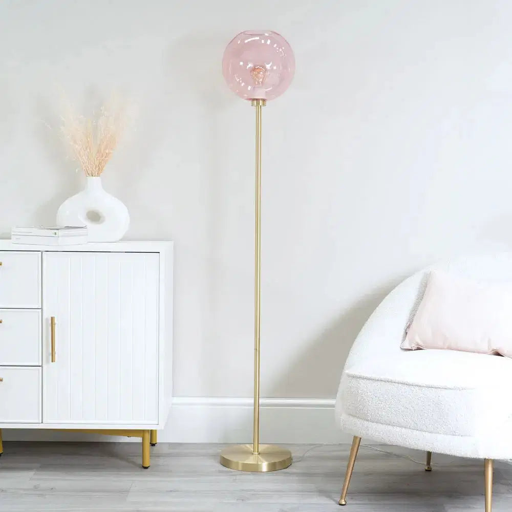 Frenchie Pink Tinted Glass Floor Lamp