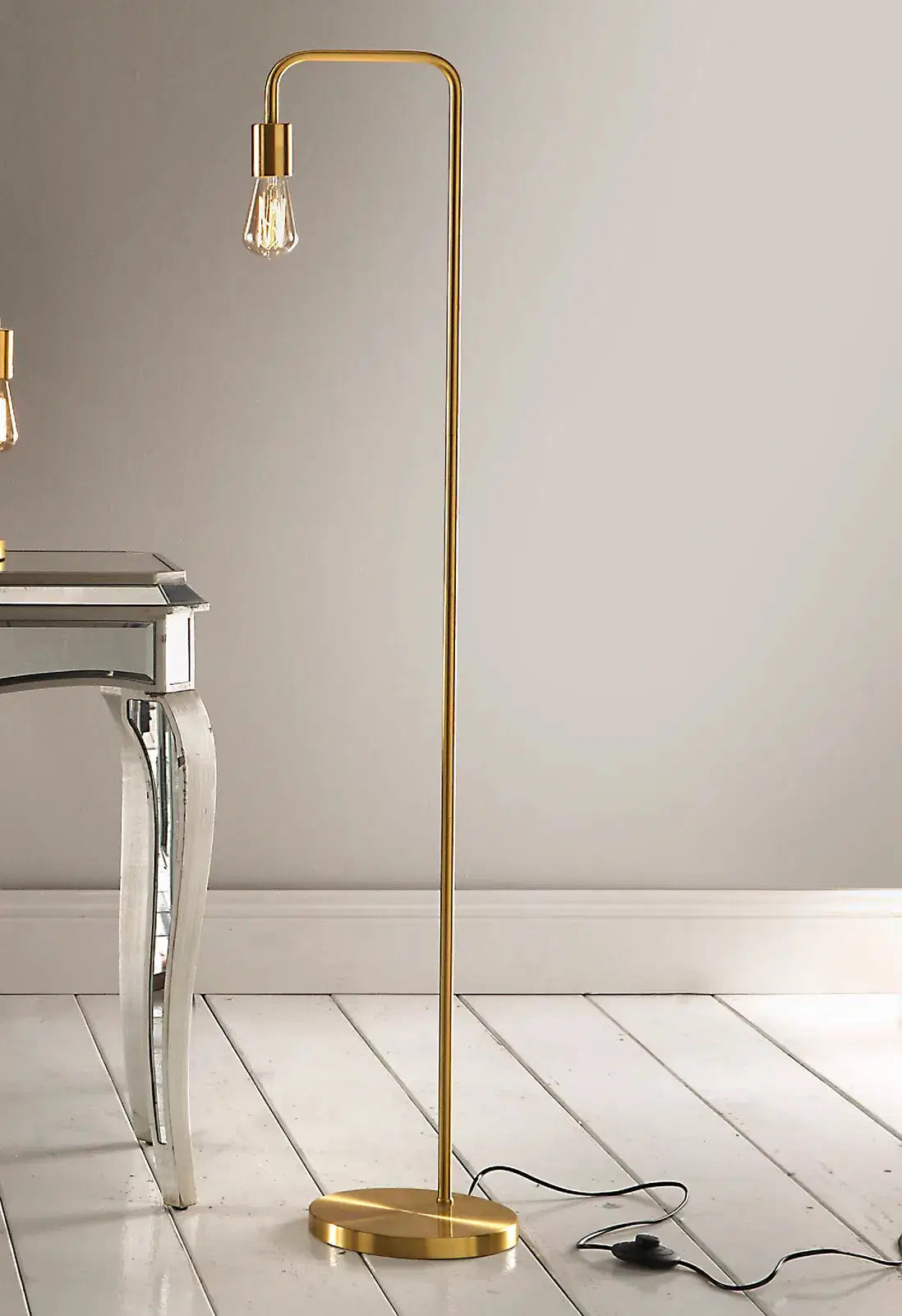Caitlin Industrial Satin Brass Floor Lamp&nbsp;