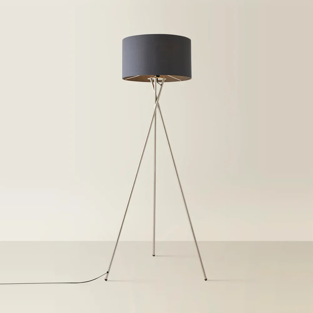 Camden Brushed Chrome Tripod Floor Lamp