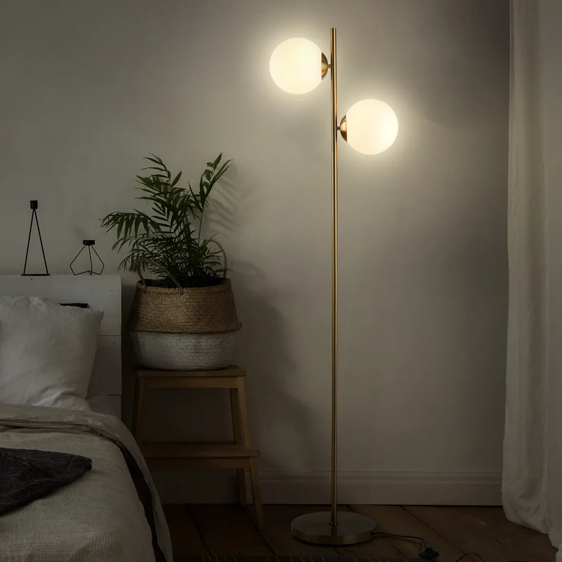 2-Glass Shade Floor Lamp