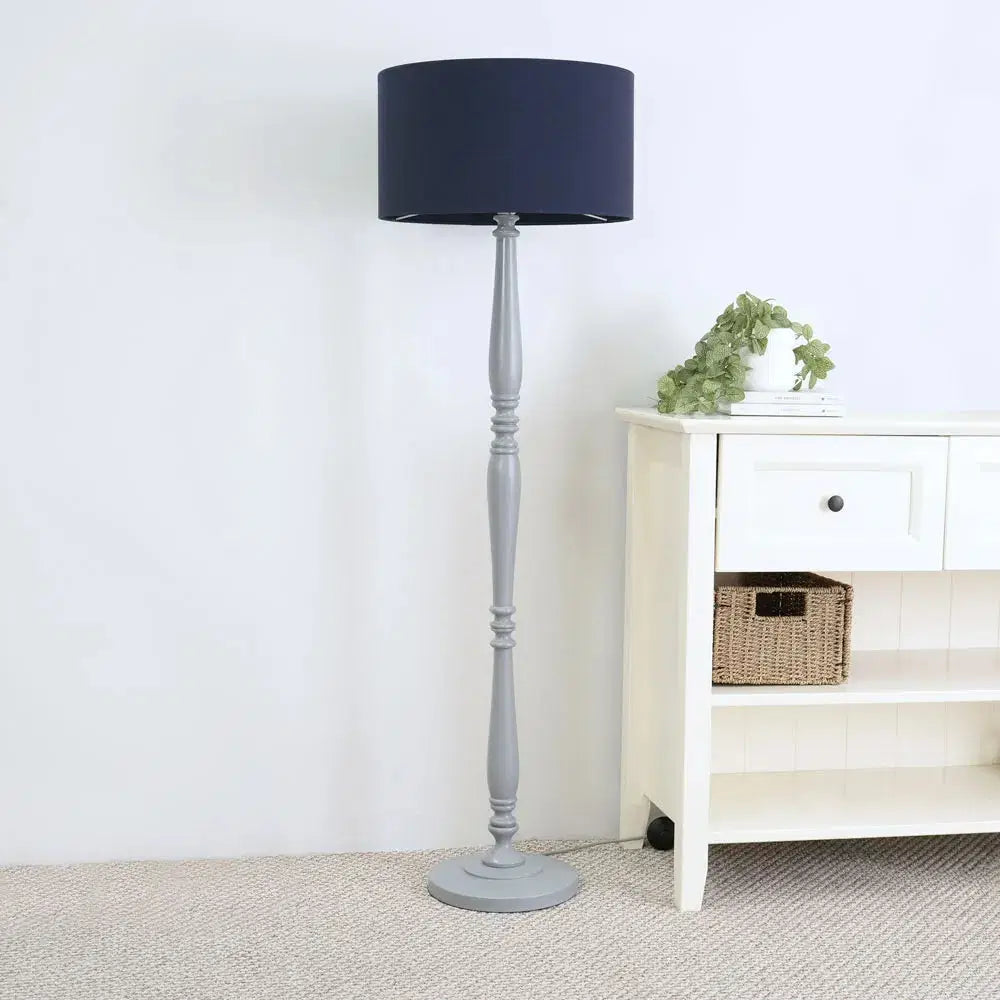 Victoria Grey Wood Floor Lamp