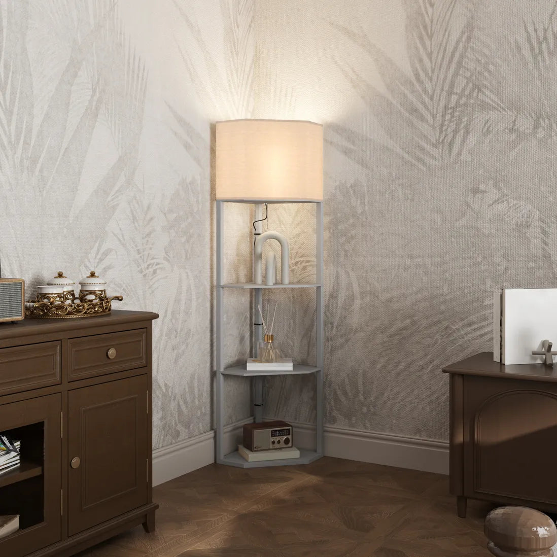 Corner Shelf Floor Lamp