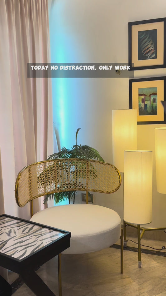 Brass Rattan Boucle Chair