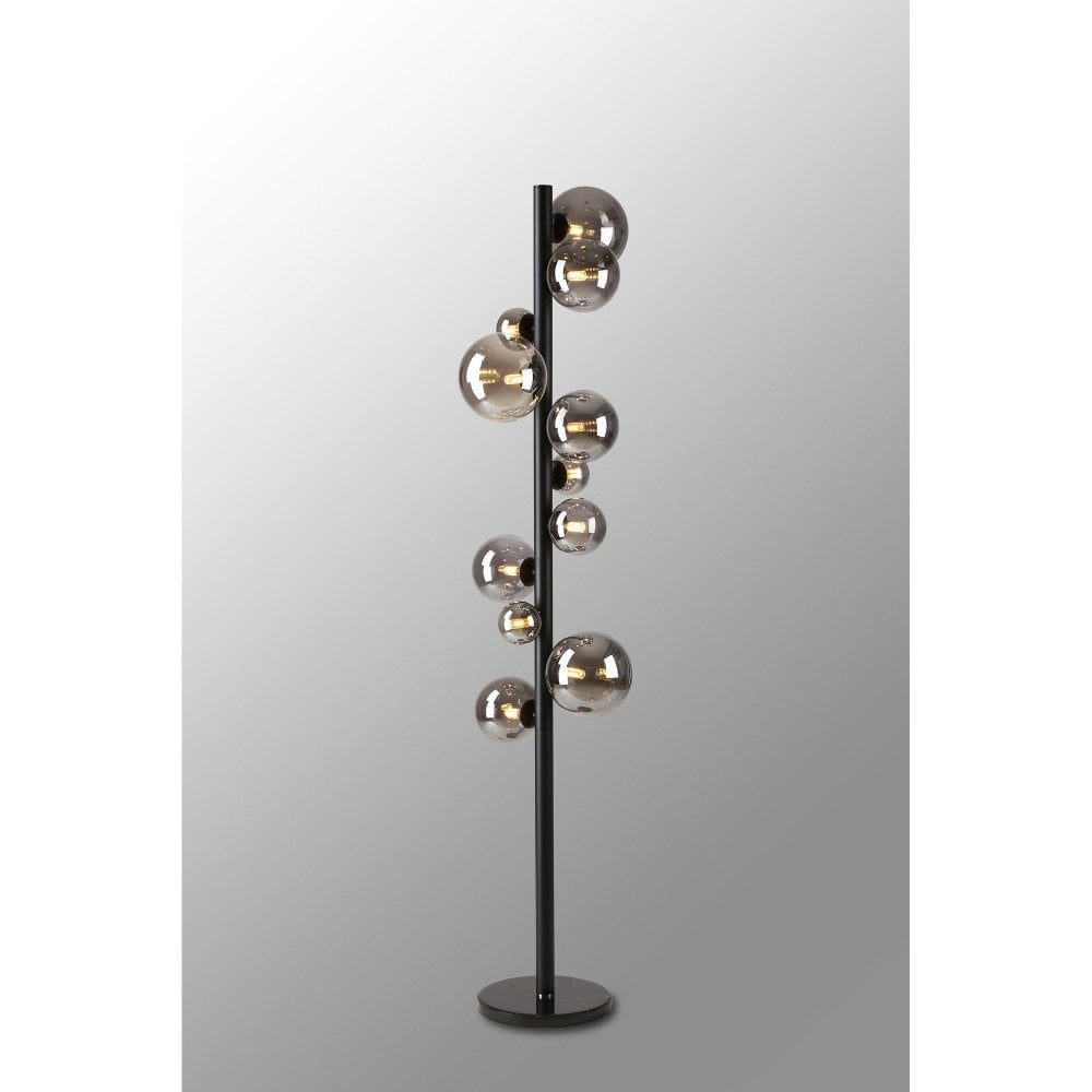 RYLEE Floor Lamp – Satin Black &amp; Smoke-Plated Glass