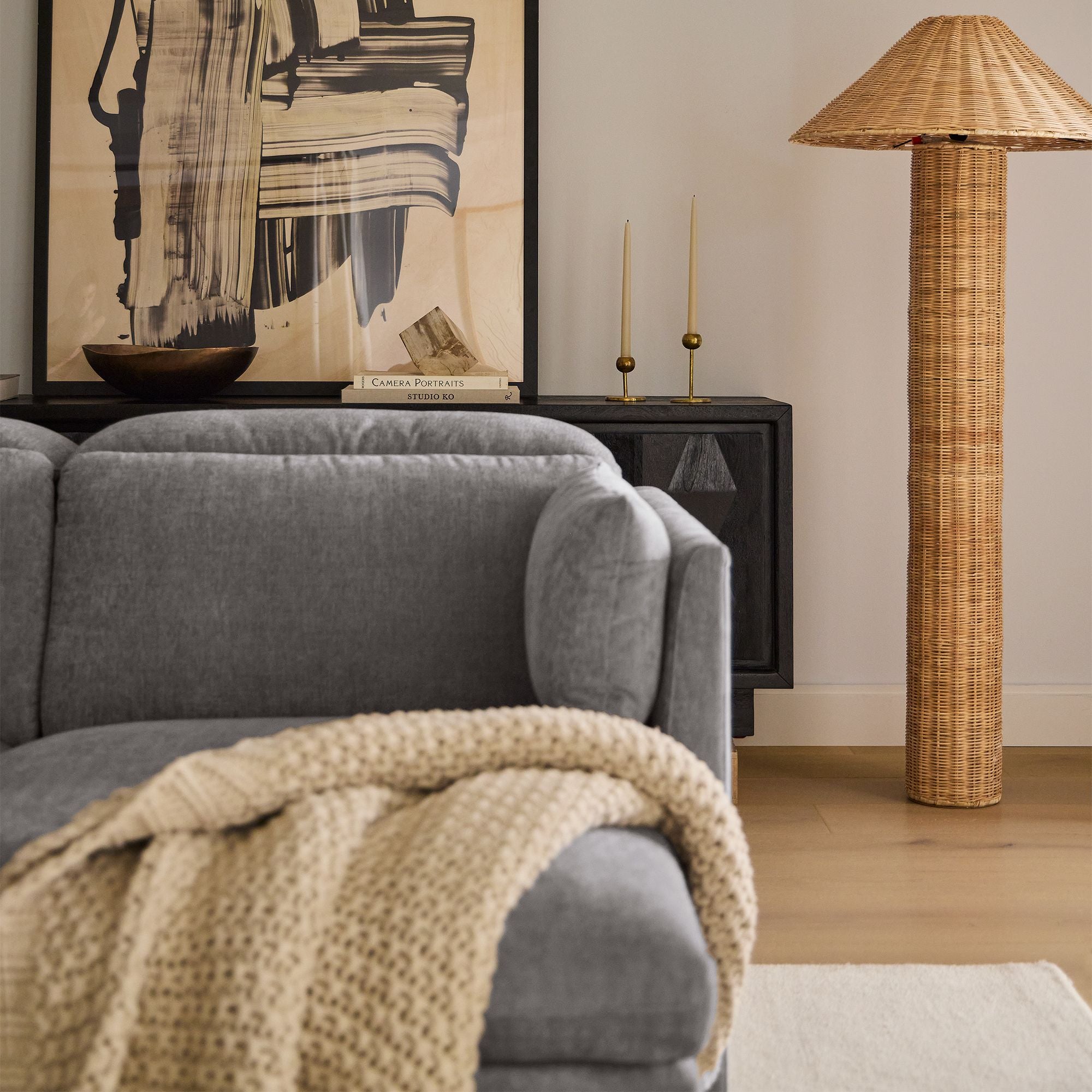 Amelia Woven Floor Lamp – Natural Rattan