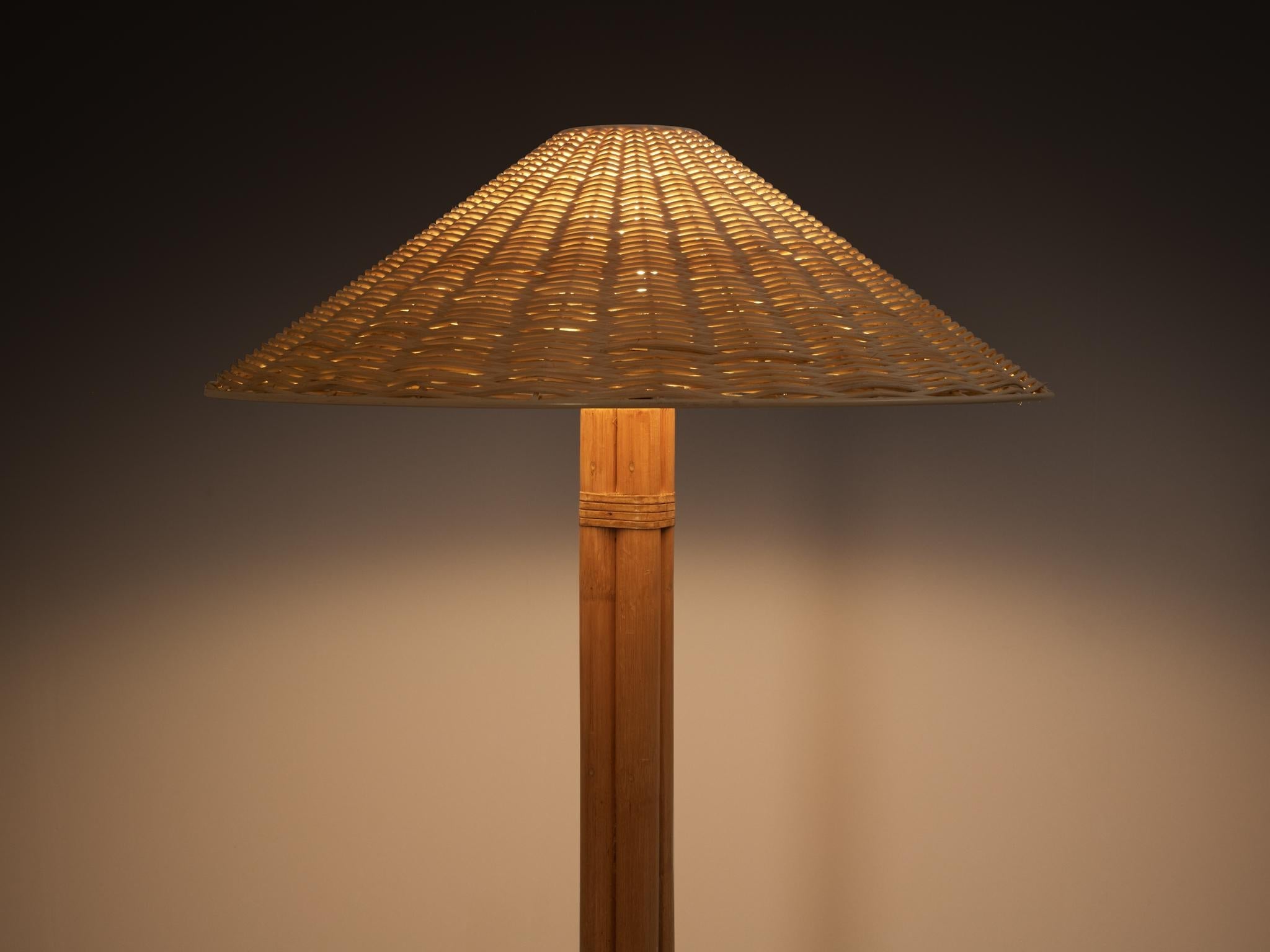 Decfair Bamboo Cane &amp; Brass Floor Lamp