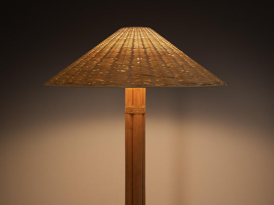 Decfair Bamboo Cane &amp; Brass Floor Lamp