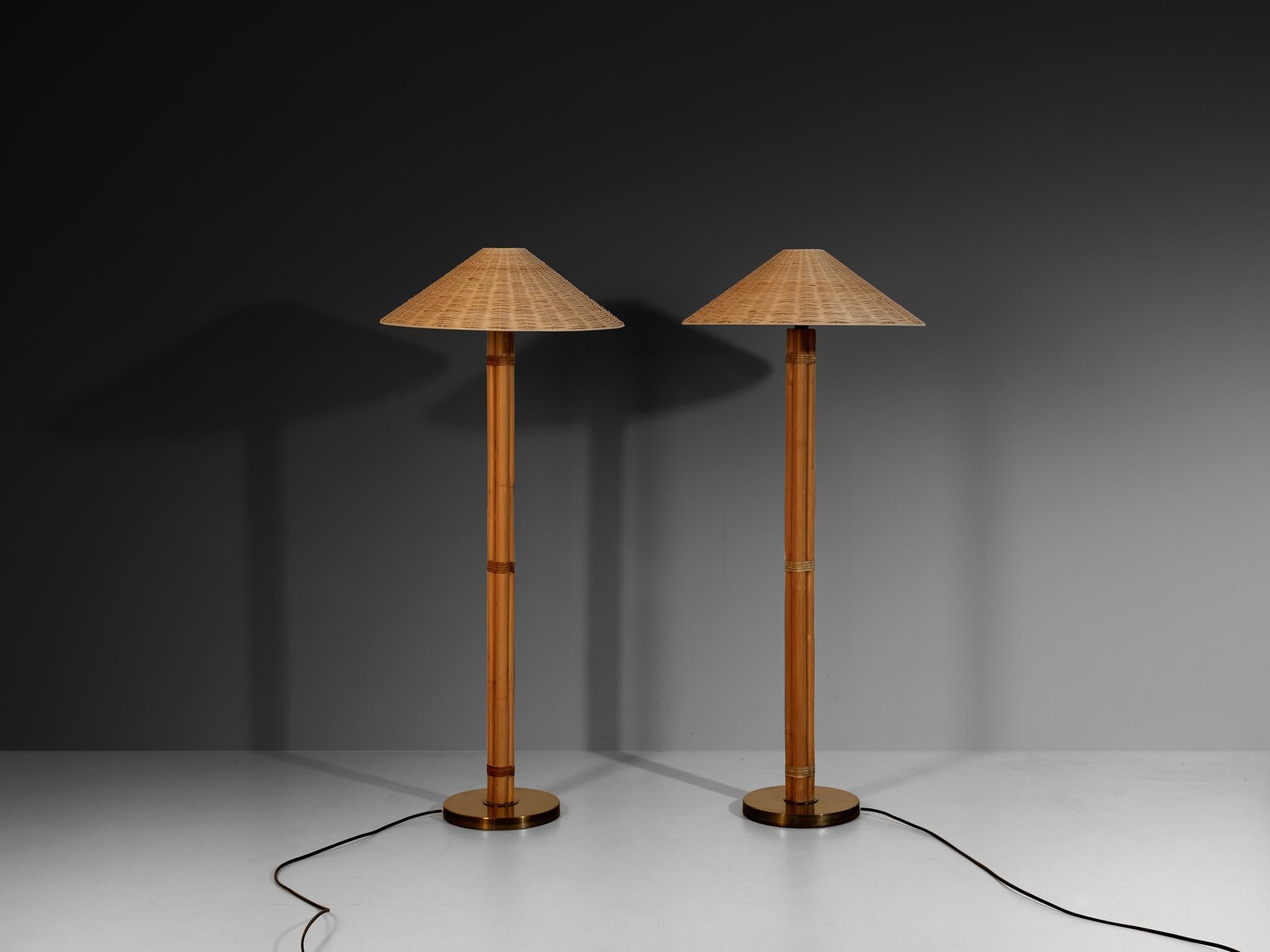 Decfair Bamboo Cane &amp; Brass Floor Lamp