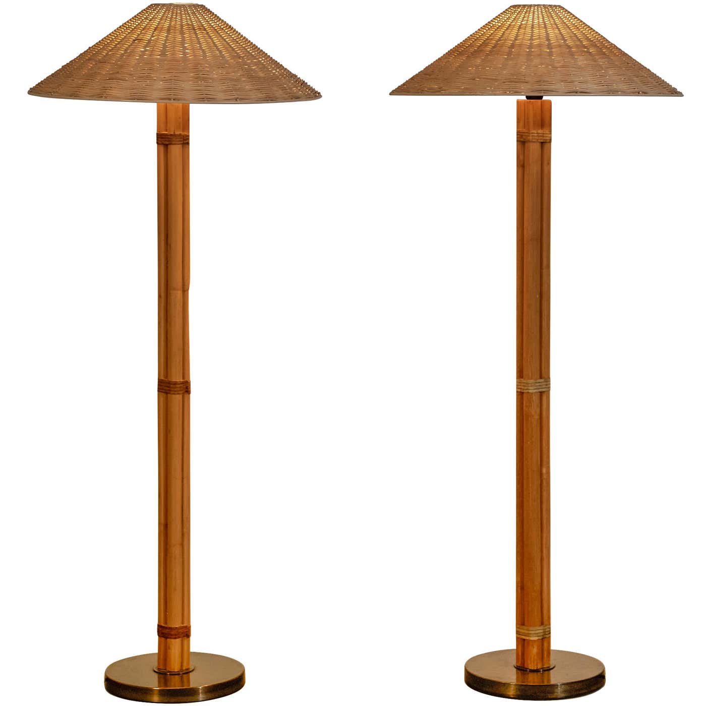 Decfair Bamboo Cane &amp; Brass Floor Lamp