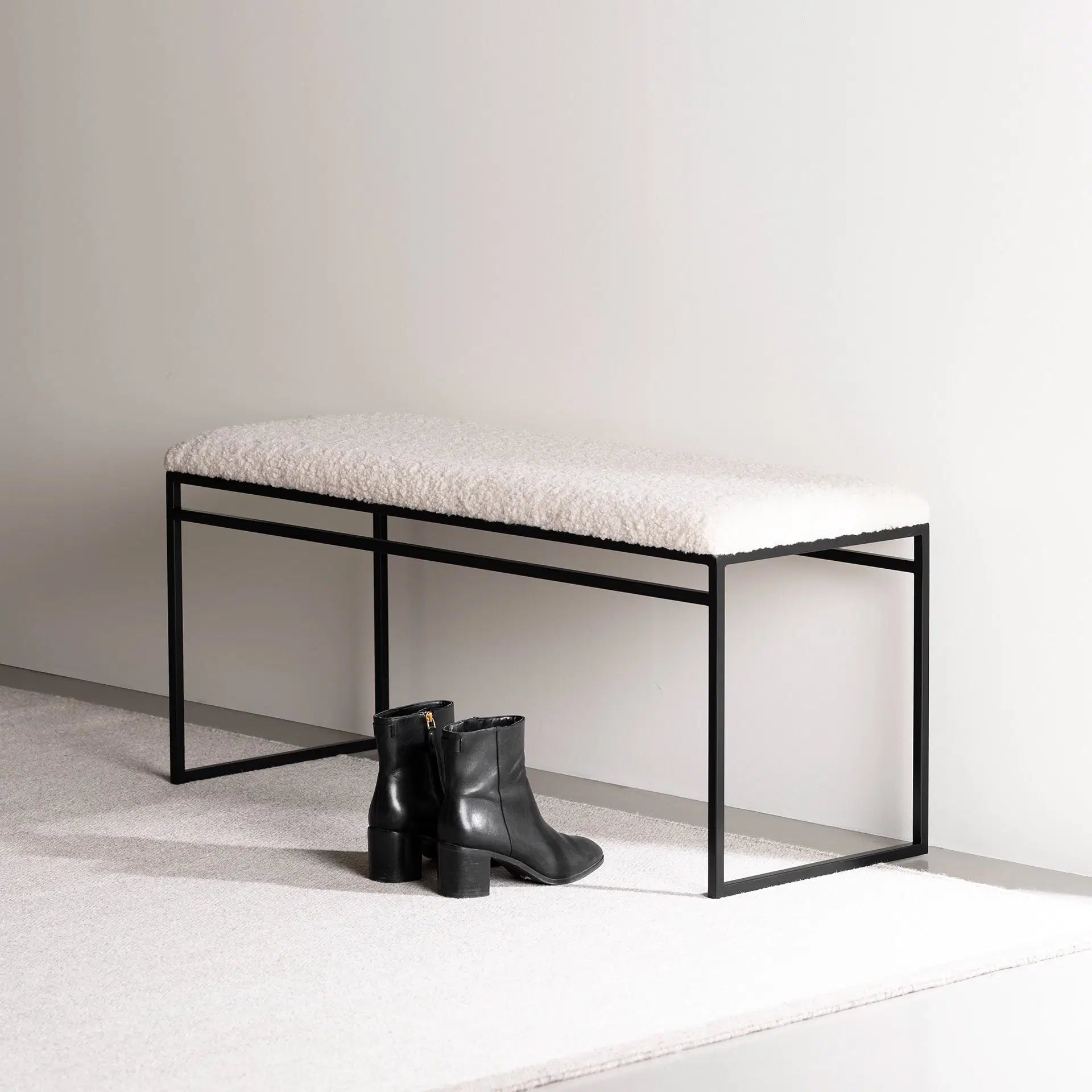 Metal Bouclé Bench – Available in 4ft, 5ft, and 6ft
