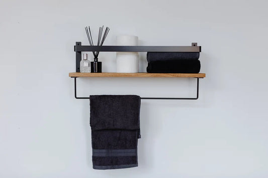 Wood Floating Shelves with Towel Bar - The DecFair