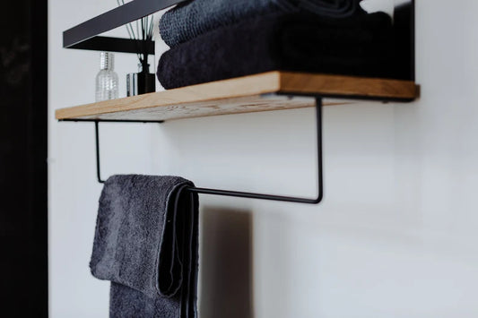Wood Floating Shelves with Towel Bar - The DecFair
